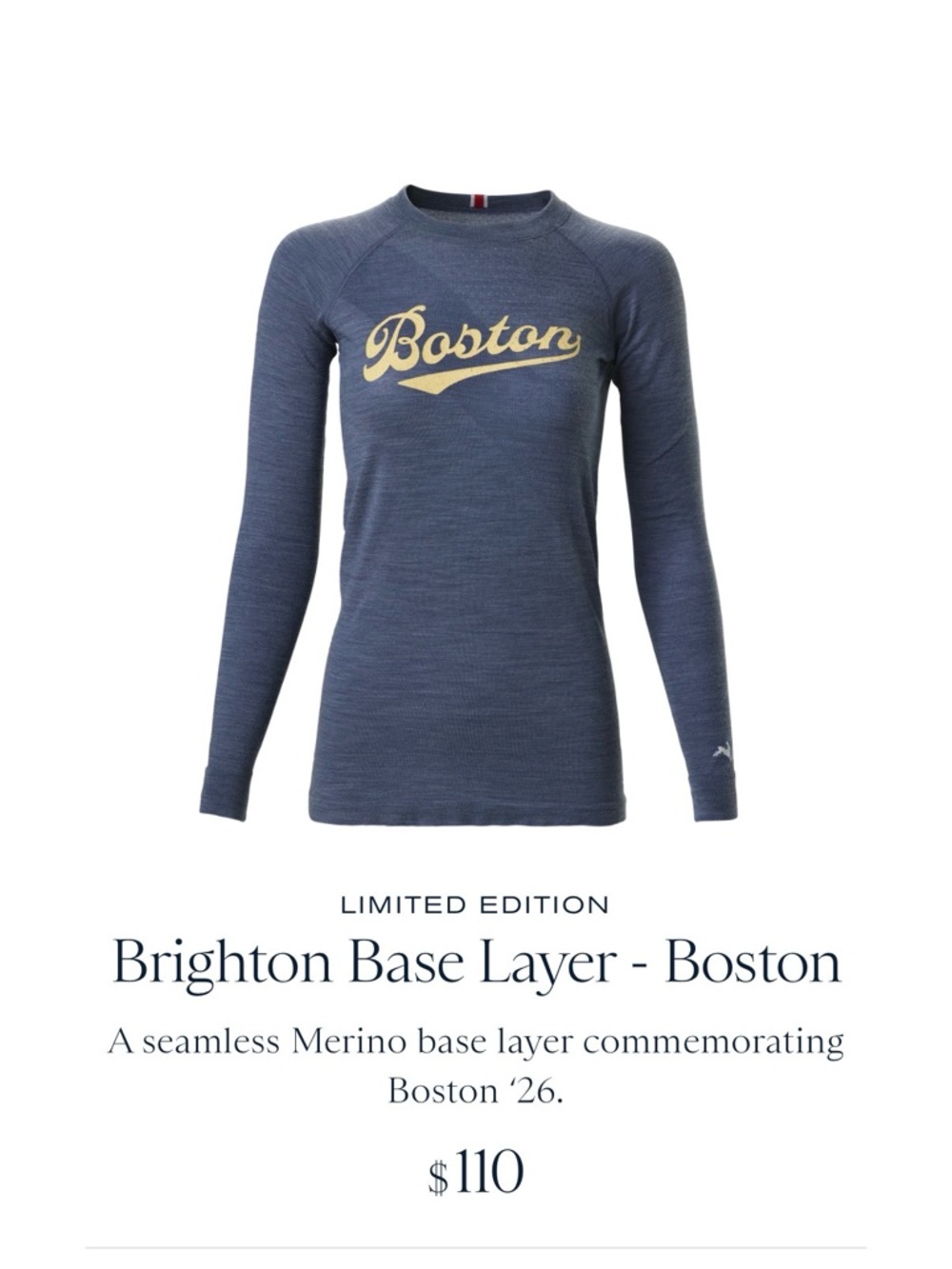 Brighton Base Layer Long-Sleeve Top - Boston - Navy/Gold